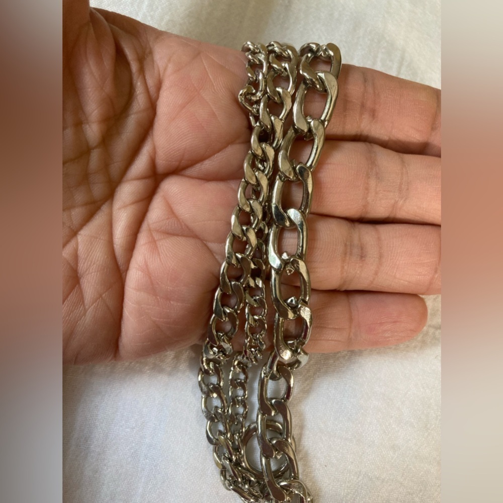 Multi Chain Silver Tone Link Bracelet Toggle Clasp - image 4